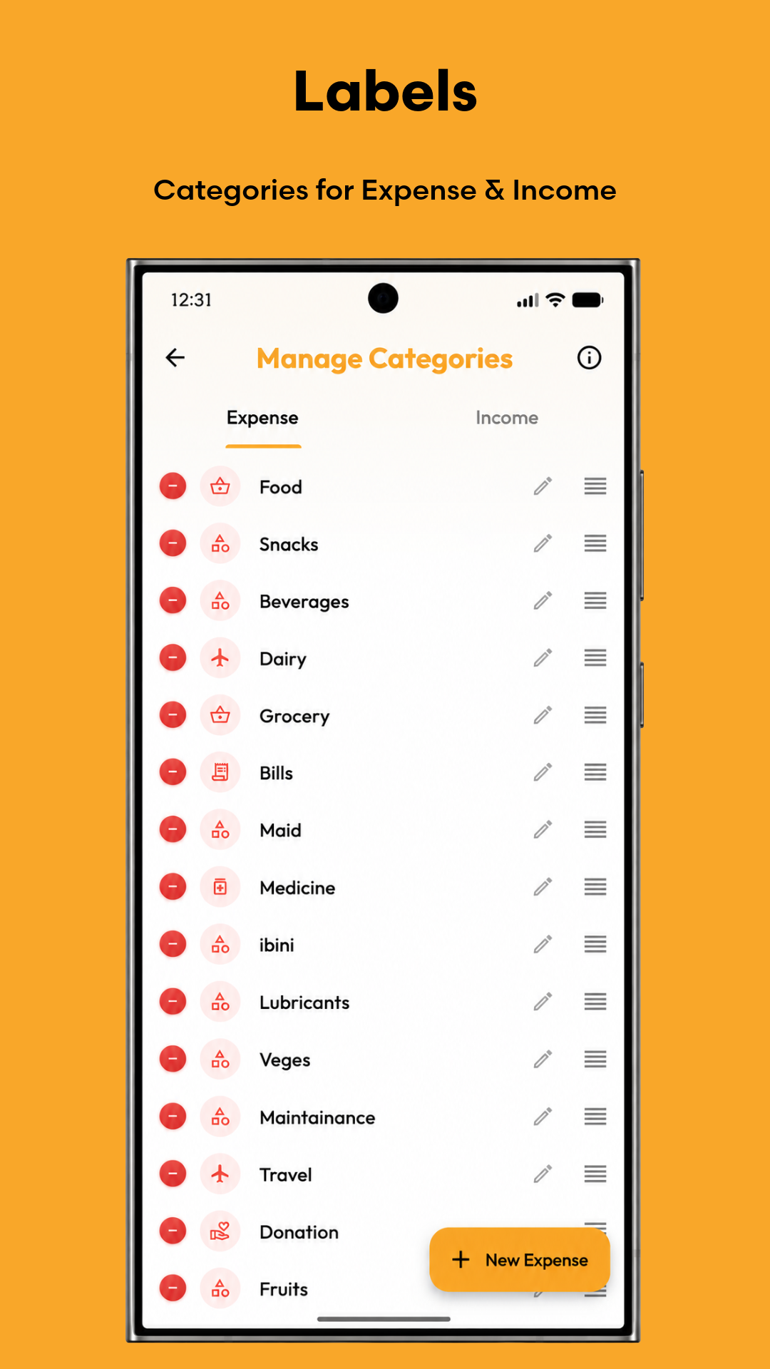 Manage Labels & Categories